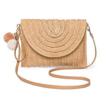 JOSEKO woven clutch with pom-pom tassels from the original product archive
